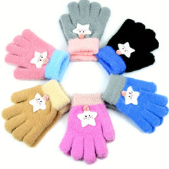Kids Winter Plush Cartoon Touch Screen Gloves Ages 3-7