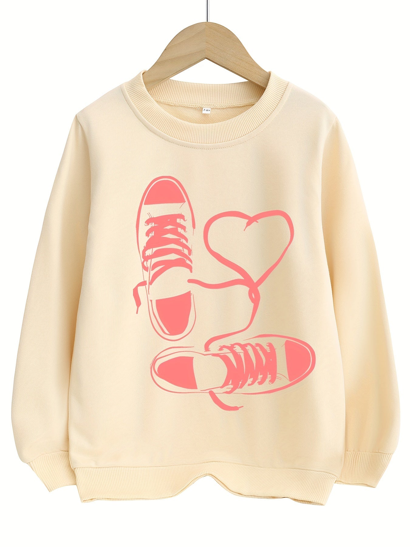 Girls Colorful Shoes Print Sweatshirt Pullover Top