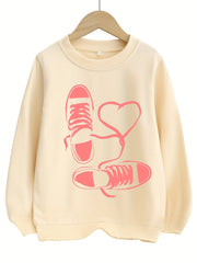Girls Colorful Shoes Print Sweatshirt Pullover Top