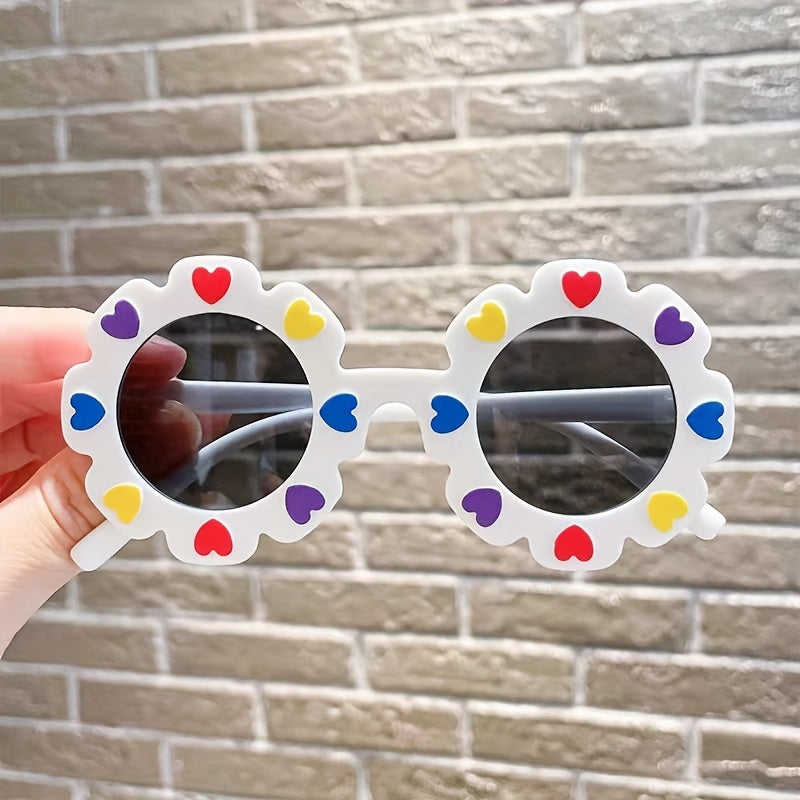 Children's Heart-shaped Decorative Flowers Sunglasses UV Protection