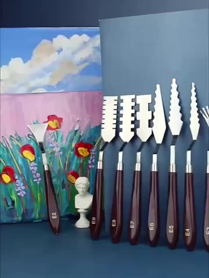 9pcs Flower Art Scraper Texture Palette Shaped Scraper Painting Tool