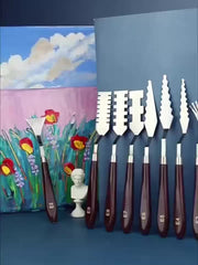 9pcs Flower Art Scraper Texture Palette Shaped Scraper Painting Tool