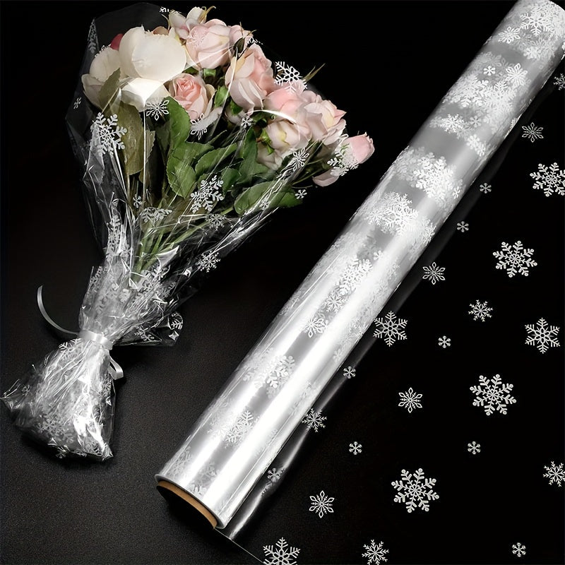 Christmas Cellophane Wrap Roll 86 36 Cm X 30 48 M Snowflake Pattern 3 Mil