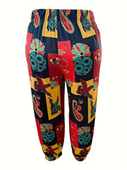 Patchwork Print Elastic High Rise Jogger Trousers