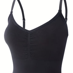 Plus Size Ruched Wireless Bralette Full Cover Longline Bra