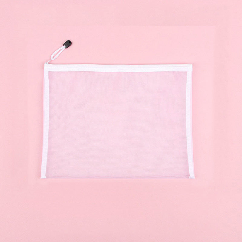 Transparent Mesh Pencil Case Zipper Large Capacity Pen Bag