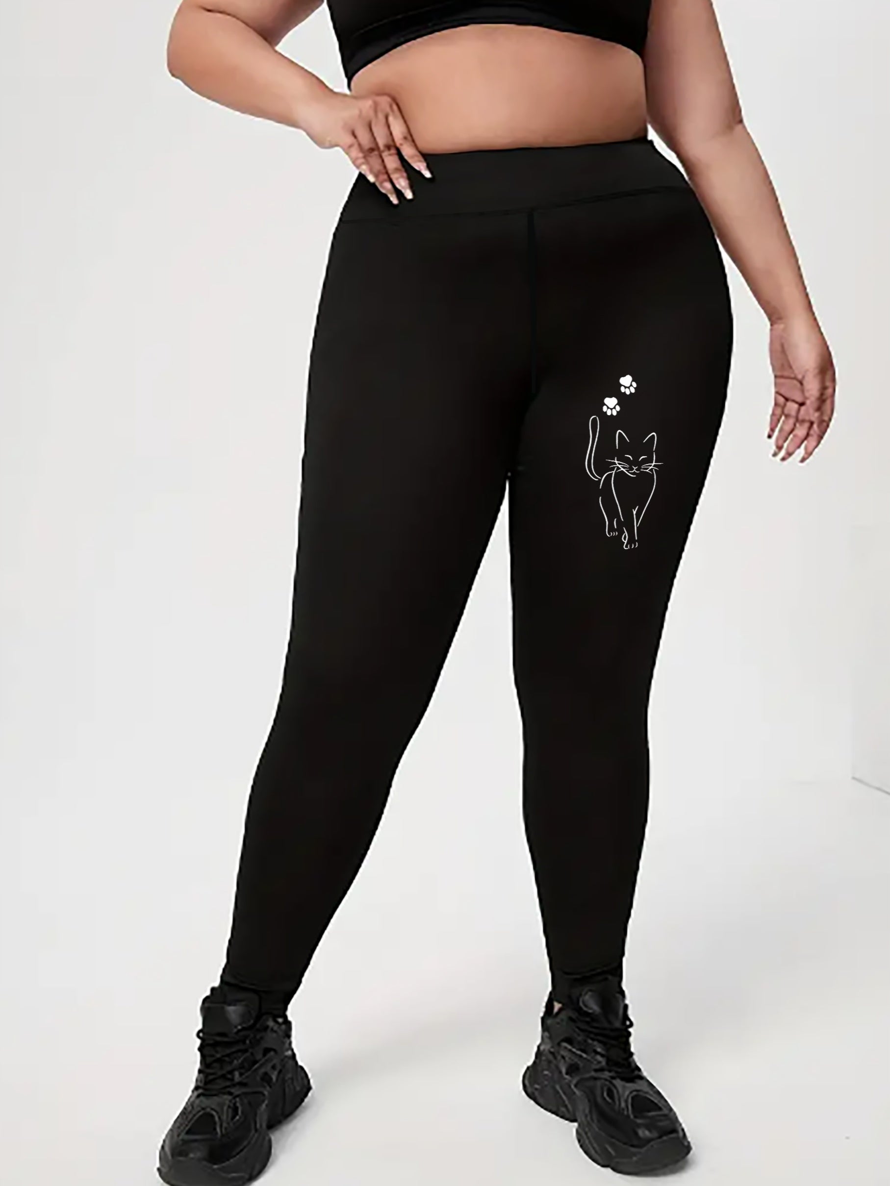 Cat Print High Rise Skinny Leggings