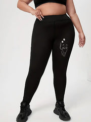 Cat Print High Rise Skinny Leggings