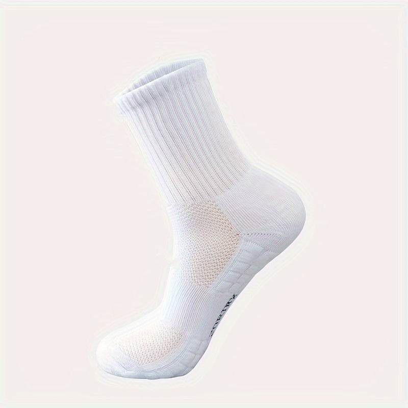 5 Pairs Men's Sports Crew Socks, Breathable Basketball Socks