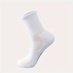 5 Pairs Men's Sports Crew Socks, Breathable Basketball Socks