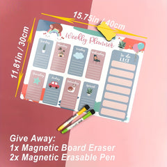 Magnetic Weekly Planner for Refrigerator with Nano Technology