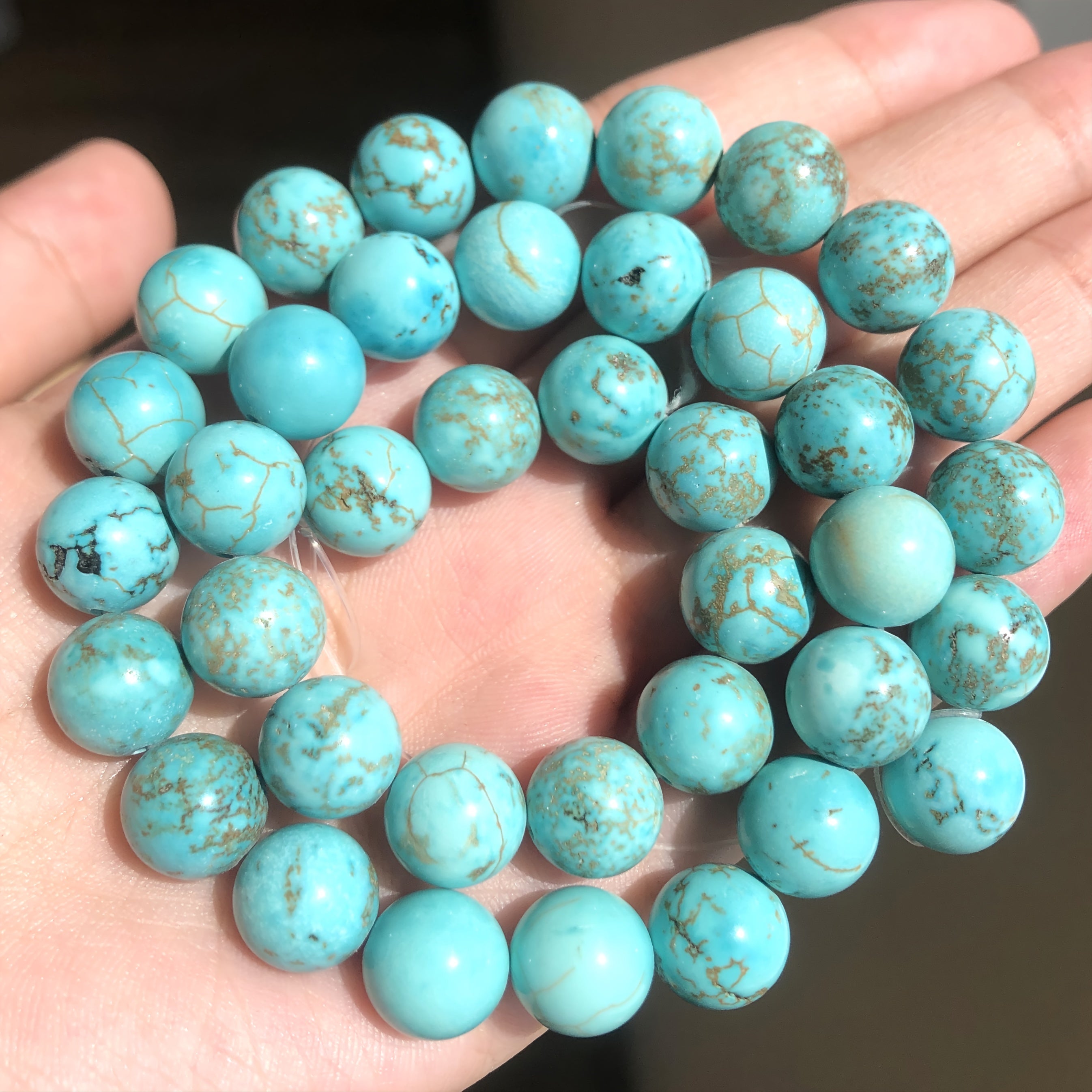 Natural Turquoises Stone Round Beads DIY Jewelry Making 15'' Strands 4 6 8 10mm