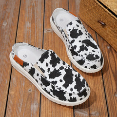 Men's Cow Print No Tie Slip On Loafers