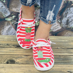 Women's Casual Christmas Socks Pattern Sneakers Flat Sports Outdoor Sneakers