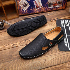 Men's Stitched Cut Out Slip On Loafers, Casual Outdoor Walking Shoes