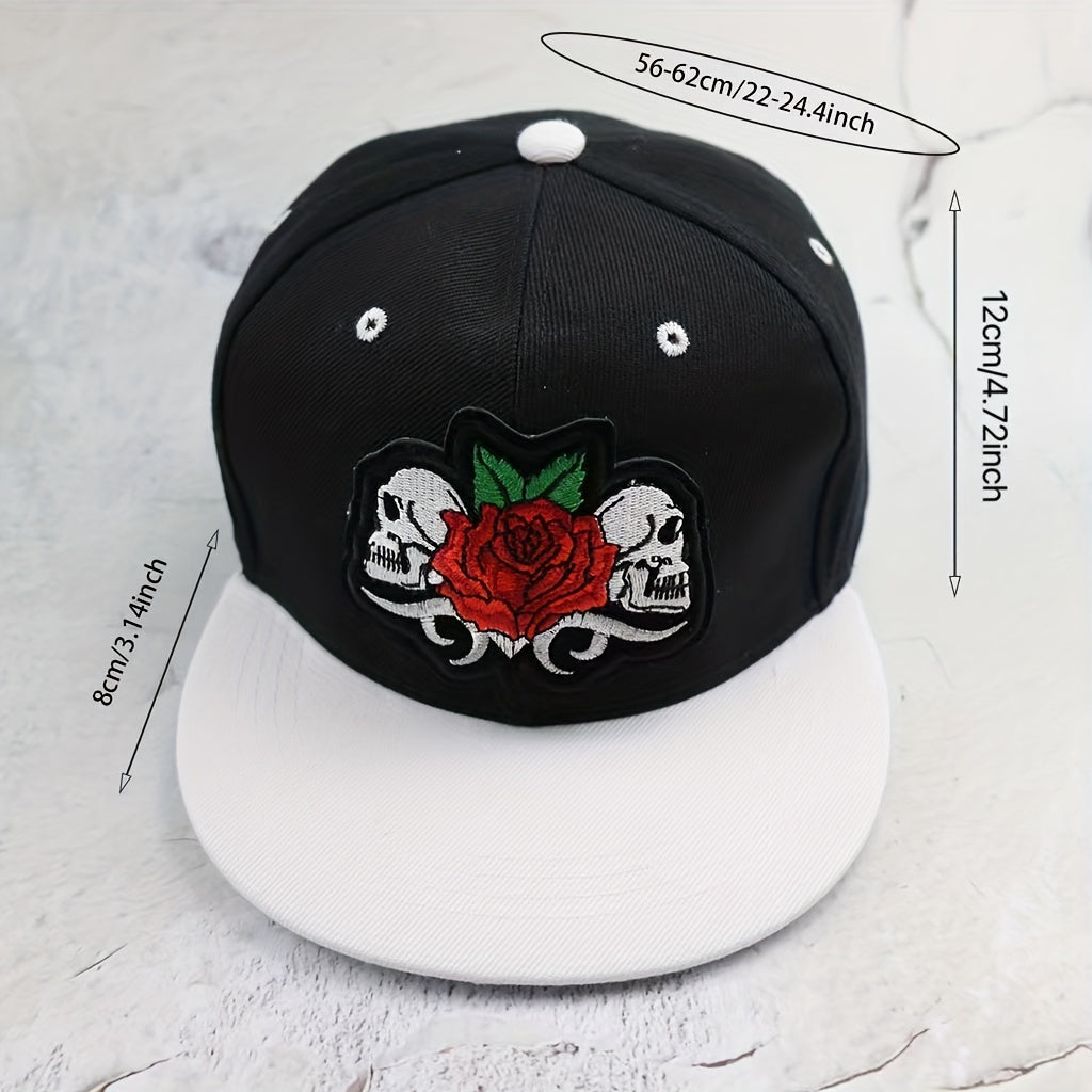 Hip Hop Cap Skull Rose Embroidery Hats Snapback Hat