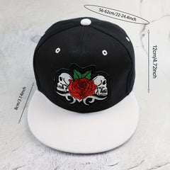 Hip Hop Cap Skull Rose Embroidery Hats Snapback Hat