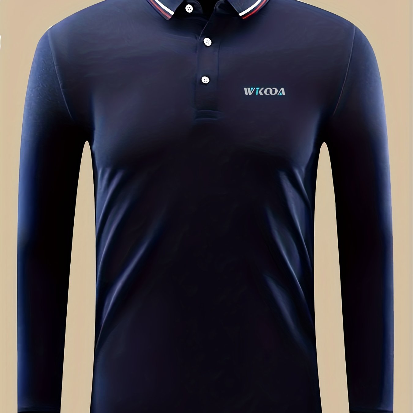 Men's Casual Letter Print Long Sleeve Polo Shirt