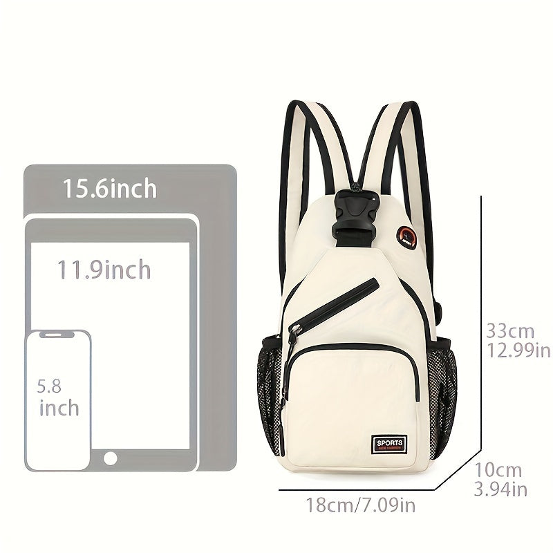 Nylon Cross Body Bag Casual Shoulder Bag Zipper Strap Outdoor Work Travel