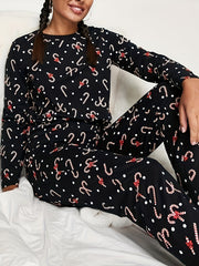 Xmas Lounge Set Women's Lollipop & Polka Dot Print Tee & Pants