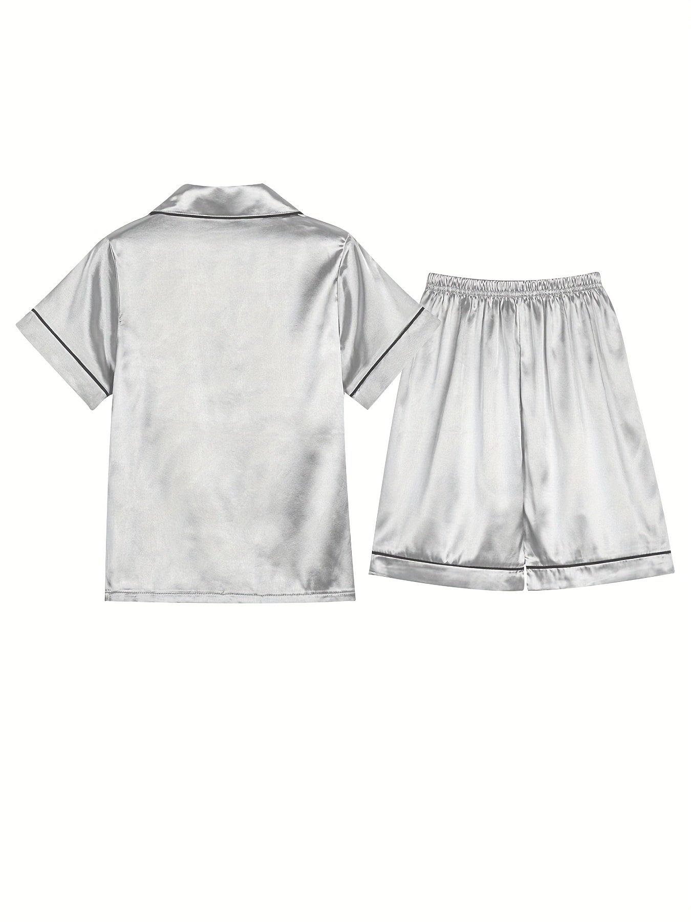 Kid's 2pcs Pajamas Short Sleeve Top & Shorts Set Button Front Loungewear