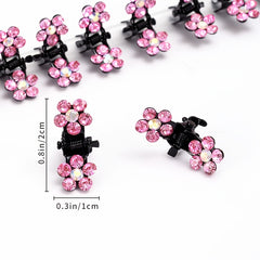 12pcs Rhinestone Hair Claw Clips Mini Crystal Hair Clips For Little Girls