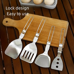 Stainless Steel Portable Folding Cookware Spatula Spoon for Outdoor Camping