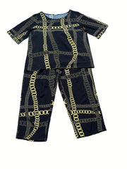 Women's Plus Chain Print Tee & Pant Two Piece Set