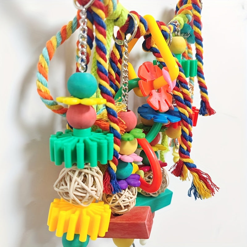 Colorful Chew Toys & Swing Perch for Parakeets Cockatiels Conures