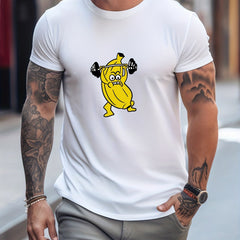 Men's Printed Leisure Sports T-shirt Casual Stretch Round Neck Tee Shirt