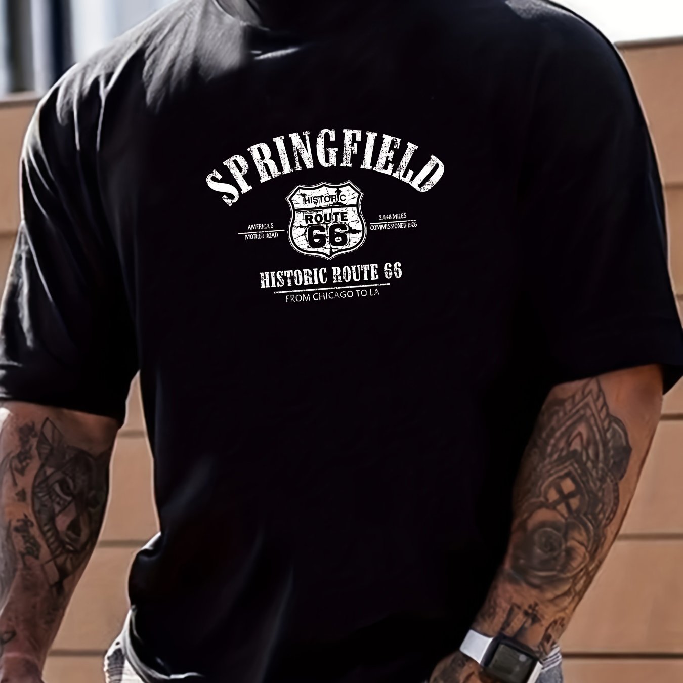 Retro Letter Print Men's Graphic Crew Neck T shirt