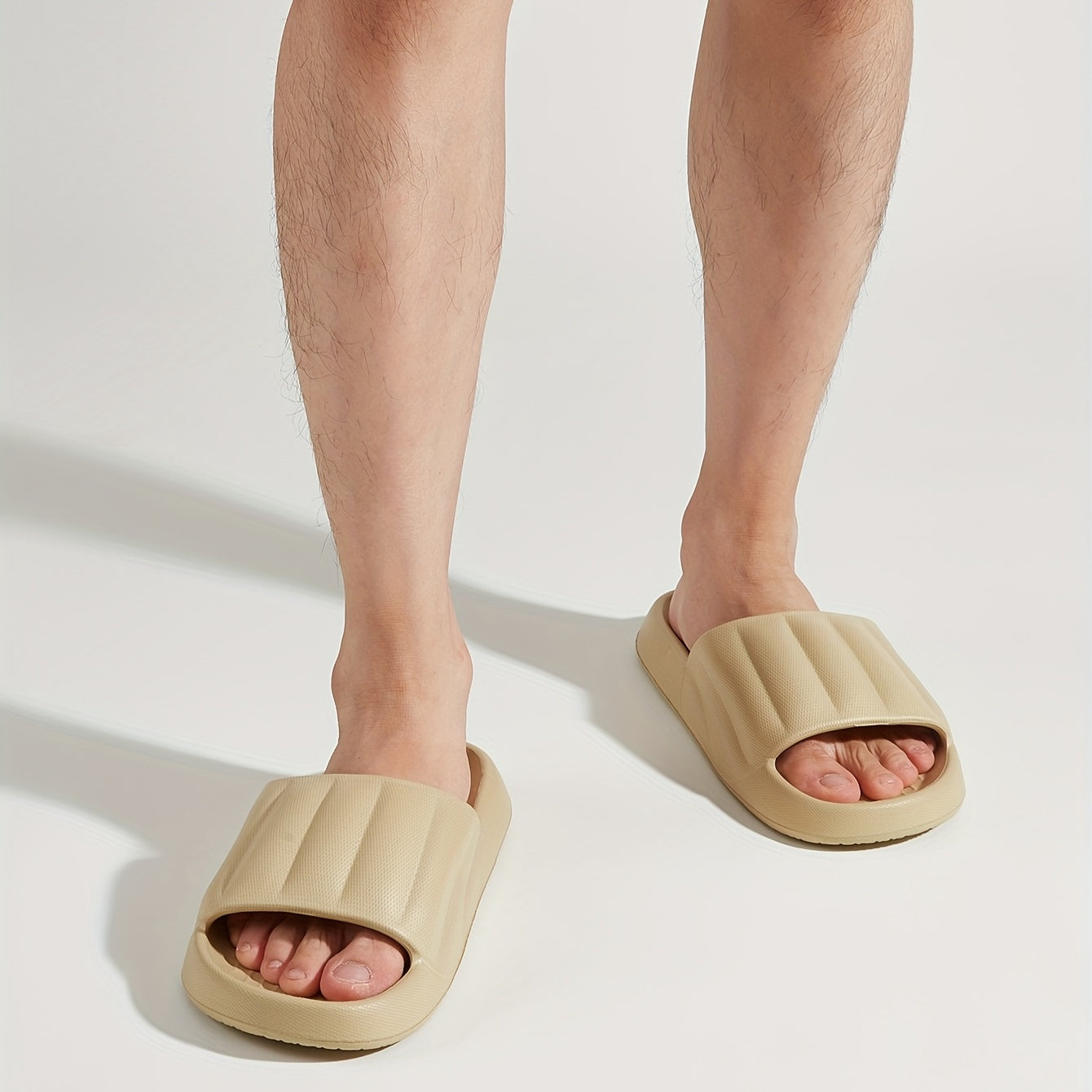 Men's Striped Platform Slides Open Toe Slippers