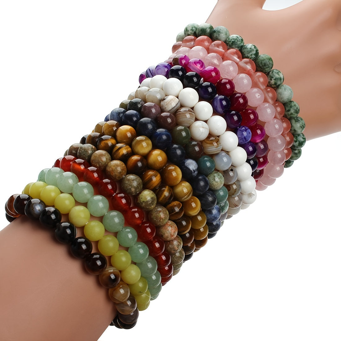 8MM Natural Stone Healing Crystal Stretch Bracelet