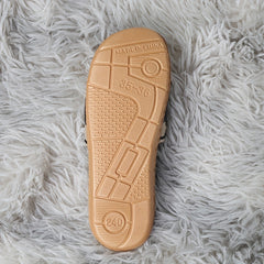 Women's Chevron Pattern Slide Shoes Open Toe Casual Flat Slides