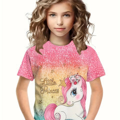 Sequin Unicorn Short Sleeve T-shirt Girls Spring Summer Gift