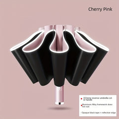 Reflective LED Lighting Sunshade Umbrella 10 Ribs Reverse Folding Umbrella