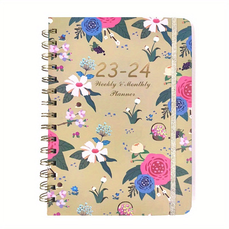 Vintage Rose Flower Schedule Book Weekly Planner A5 Coil Notebook