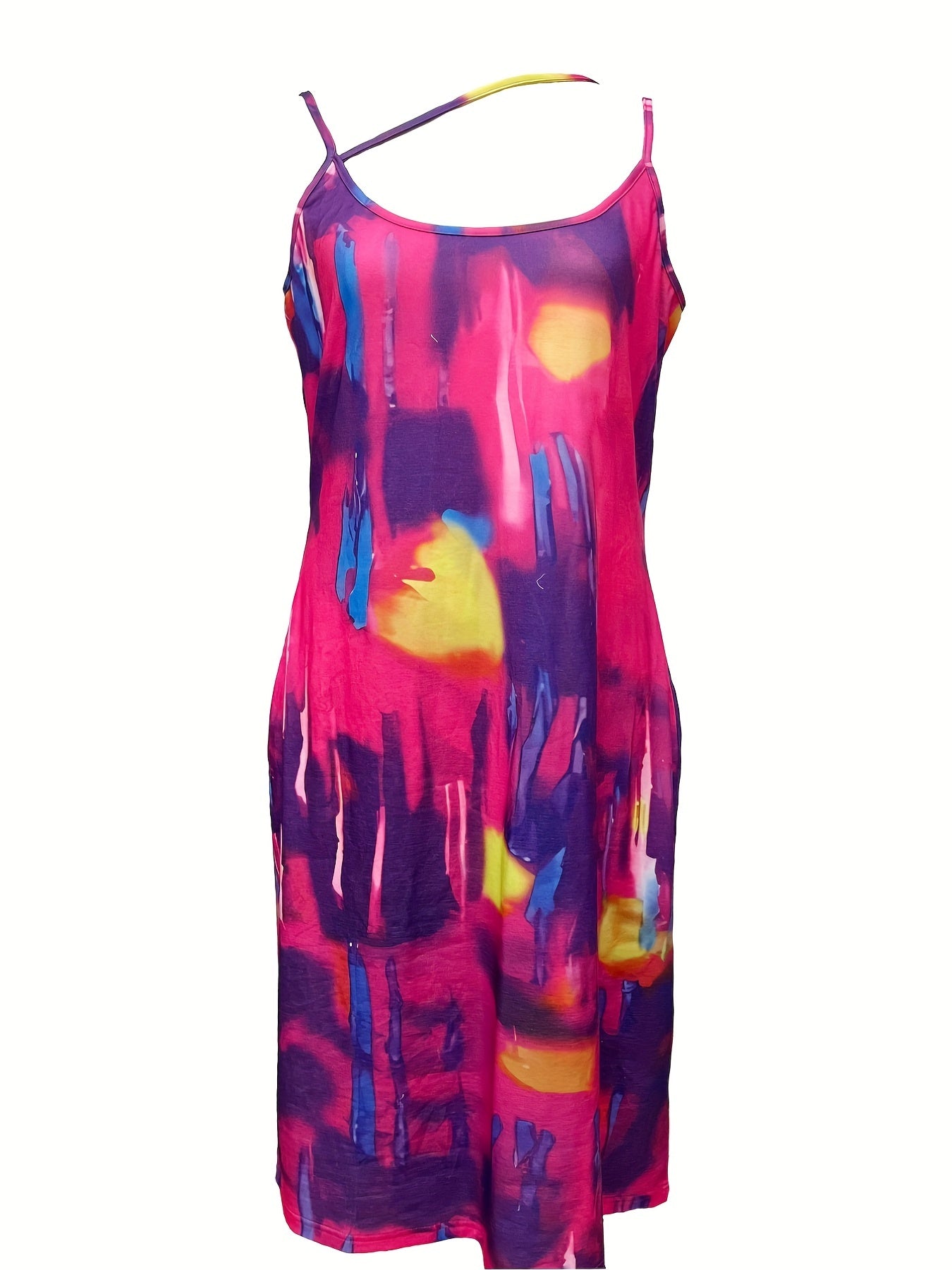 Tie Dye Maxi Cami Dress with Lace Up Neck
