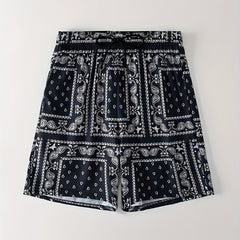 Men's Paisley Print Drawstring Waist Shorts