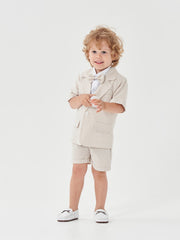 Boys Gentleman Outfit Short Sleeve Suit&Shorts&Vest Set