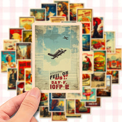 50pcs Retro Poster Stickers Art Decals for DIY Crafts Laptop Phone Skateboard