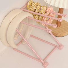 Pink Foldable Standing Towel Rack Bathroom Storage Shelf