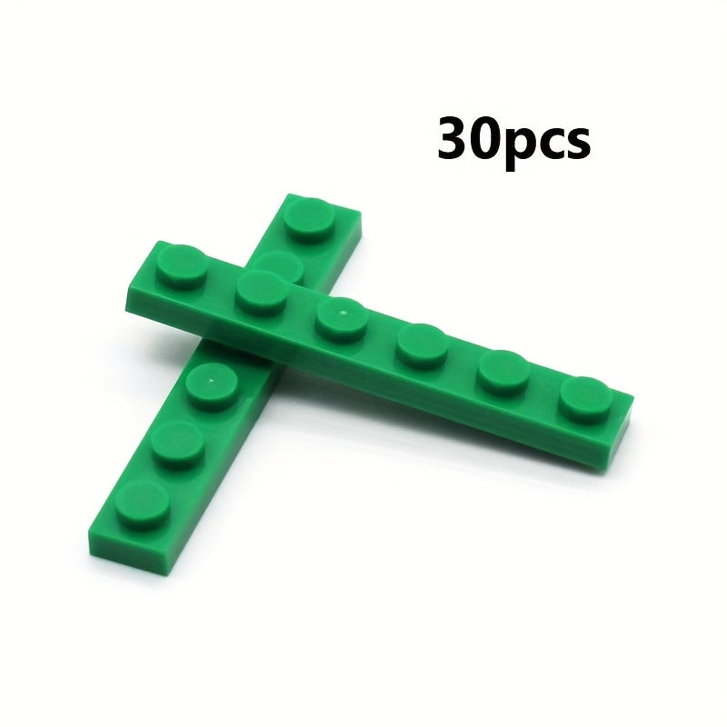 30pcs 30mm Building Blocks Thin Tile 1x6 Short Brick DIY