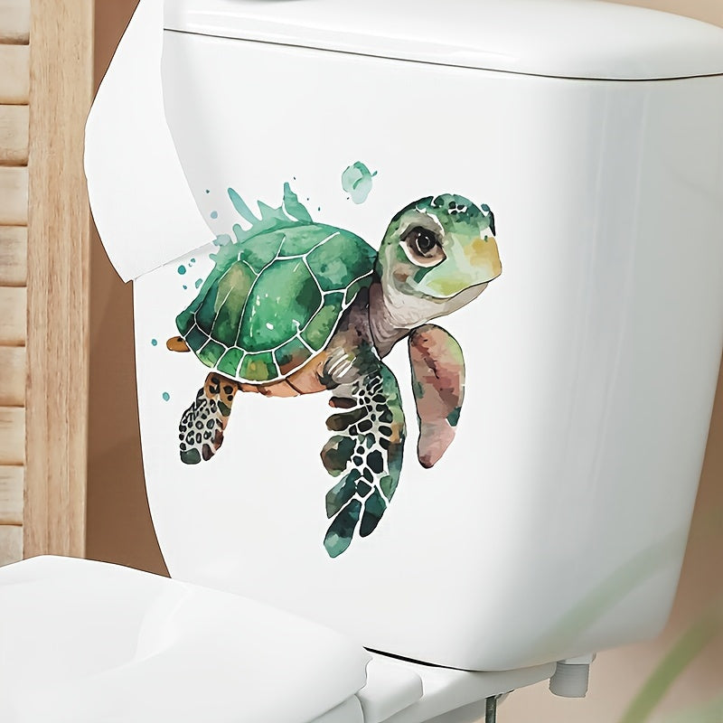 Watercolor Turtle Toilet Sticker Self-adhesive Waterproof PVC 29x11.4inch
