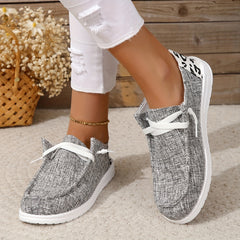 Leopard Print Canvas Low Top Sneakers Lightweight Lace Up Outdoor Shoes
