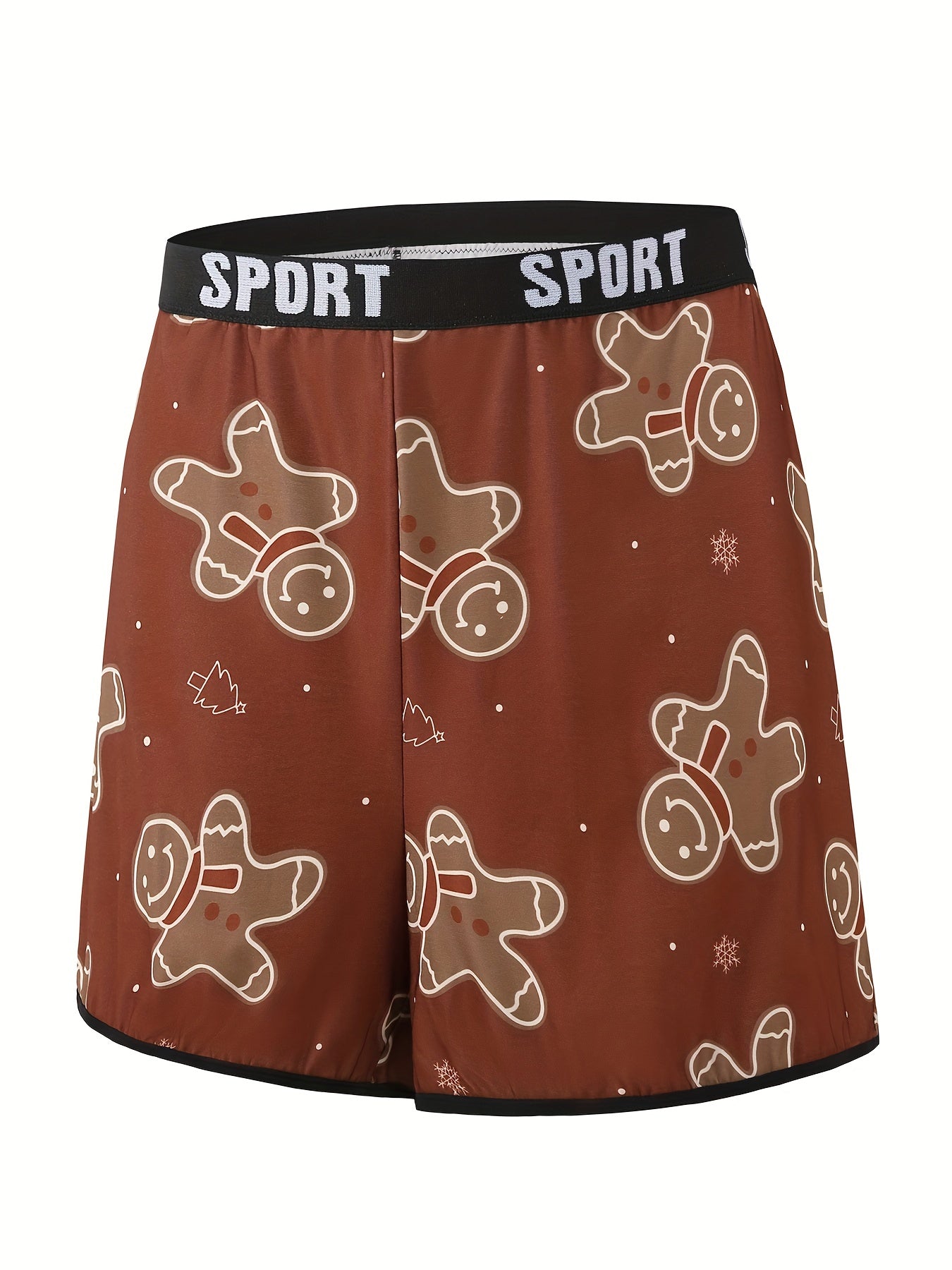 Xmas Cartoon Figure Tank Top & Snowflake Print Underwear Set