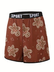Xmas Cartoon Figure Tank Top & Snowflake Print Underwear Set
