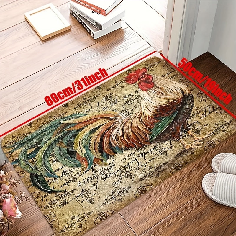 Colorful Rooster Kitchen Floor Mat Non Slip Water Absorbing Rug