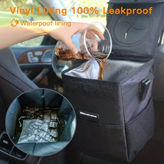 Leopard Print Car Seat Garbage Bin Foldable Trash Storage Pocket
