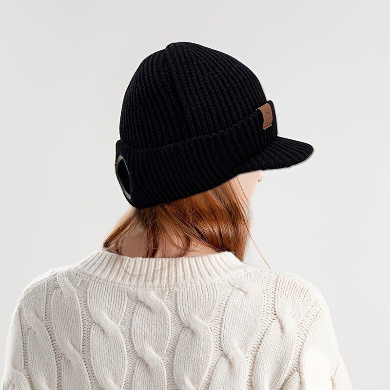 Women's Foldable Ear Protection Baseball Cap Knitted Warm Cold Hat